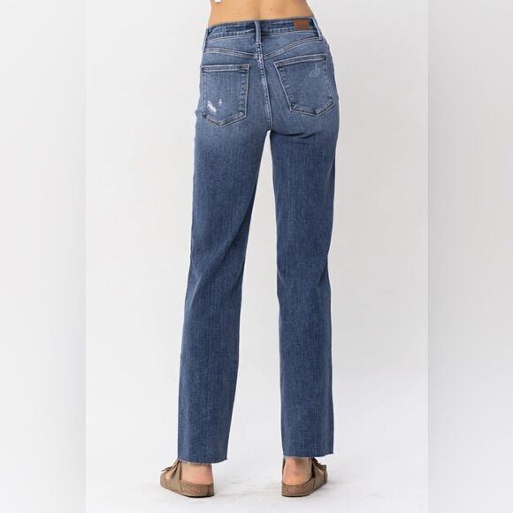 Judy Blue High Waist Hidden Button Fly Straight Leg - Picture 2 of 7